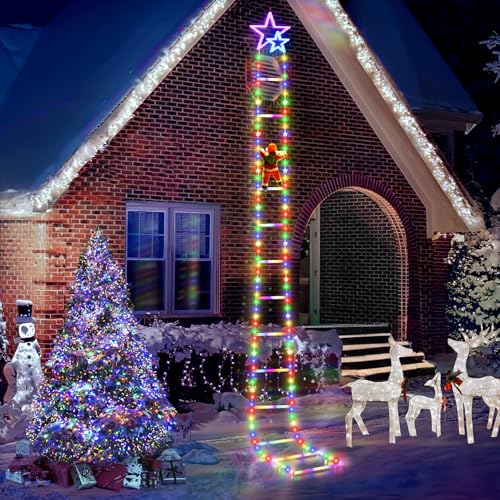 LED Weihnachtsmann Leiter Lichterkette, 3M Leiter Weihnachtsbeleuchtung 8 Modi Weihnachtsdekorations Lichterkette mit Timer Speicherfunktion für Innen Außen Weihnachtsbaum Fenster Weihnachten Deko RGB von Possily