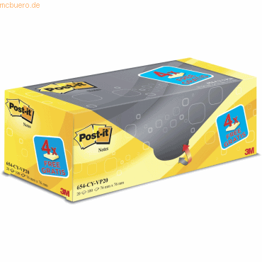 Post-it Haftnotiz Notes Promotion 76 x76mm 100 Blatt gelb VE=20 Blöcke von Post-It