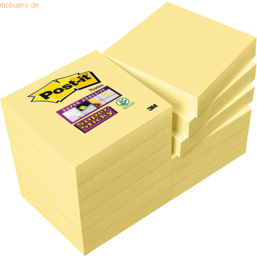 Post-it Haftnotiz Super Sticky Notes 48x48mm 90 Blatt gelb VE=12 Blöck von Post-It