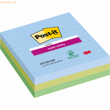 Post-it Haftnotiz Super Sticky Notes Oasis Collection 101x101mm linier von Post-It