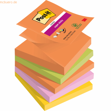 Post-it Haftnotiz Super Sticky Z-Notes Boost Collection 76x75mm 90 Bla von Post-It