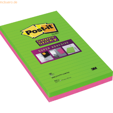 Post-it Haftnotizen Super Sticky 125x200mm Ultrafarben VE=2x45 Blatt von Post-It