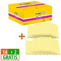 14 + 2 GRATIS: Post-it® Super Sticky Notes Haftnotizen extrastark gelb, 14 Blöcke + GRATIS 2 Blöcke von Post-it®