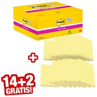 14 + 2 GRATIS: Post-it® Super Sticky Notes Haftnotizen extrastark gelb, 14 Blöcke + GRATIS 2 Blöcke von Post-it®