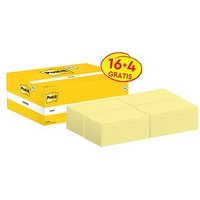 16 + 4 GRATIS: Post-it® Notes 655 Haftnotizen gelb, 16 Blöcke + GRATIS 4 Blöcke von Post-it®