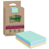 Post-it® Super Sticky Recycling Notes Haftnotizen extrastark farbsortiert, 4 Blöcke von Post-it®