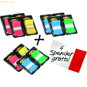 Post-it Index Index Set 25,4x43,2mm 4 Farben VE=je 3x50 Streifen von Post-it Index