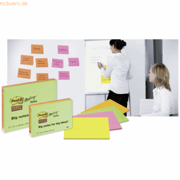 Post-it Notes Haftnotizen Meeting Notes 203x152mm sortiert VE= 4 Stück von Post-it Notes