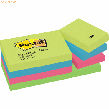 Post-it Haftnotiz Energetic Collection 38x51mm 100 Blattz 4 Farben VE= von Post-It