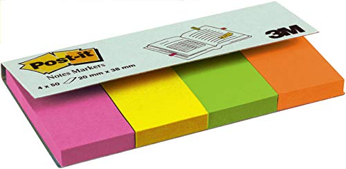 Post-it® Haftnotiz Page Marker, neon, 20 x 38 mm, pink/gelb/grün/orange, 50 Blatt, Sie erhalten 1 Packung á 4 Blöcke von Post-it