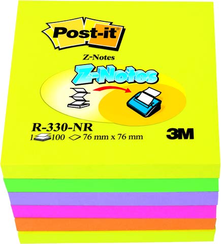 Post-it® Haftnotiz Z-Notes, 76 x 76 mm, 6farbig sortiert, 100 Blatt (6 Blocks), Sie erhalten 1 Packung á 6 Blöcke von Post-it