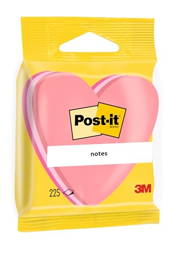 Post-it 2007H Haftnotiz Würfel Stanzformen, 70 x 70 mm, Herz, dreifarbig, 225 Blatt -weiteren Formen verfügbar von Post-it