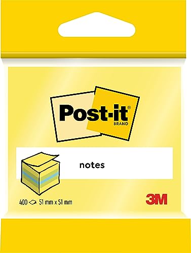 Post-it Mini Würfel 2012L, 51 x 51 mm, blau, limonengrün, zitronengelb, 1 Würfel à 400 Blatt von Post-it