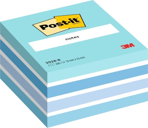 Post-it Notes Würfel, Blau, 450 Blatt, 76 mm x 76 mm - Für Notizen, To-Do-Listen, Erinnerungen von Post-it