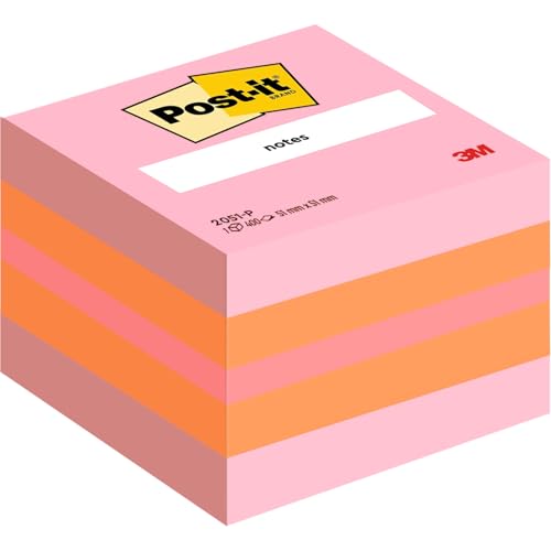 Post-it Notes Mini Würfel, Orange, Rosa und Gelb, 400 Blatt, 51 mm x 51 mm - Selbstklebende Notizzettel zum Notieren, für To-Do-Listen und als Erinnerung von Post-it