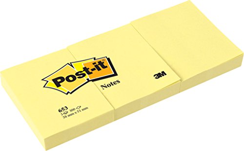 Post-it 653 Haftnotiz Notes 100 Blatt gelb, 51 x 38 mm, 12 Blöcke von Post-it