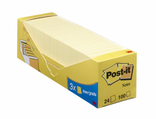 Post-it 654-Y24 Post-it 654-Y24 Haftnotiz Notes Promotion 76 x 76 mm, gelb, 24 Blöcke a 100 Blatt von Post-it