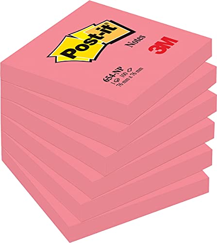 Post-it 654NPI Haftnotizen, 76 x 76 mm, neonrosa von Post-it