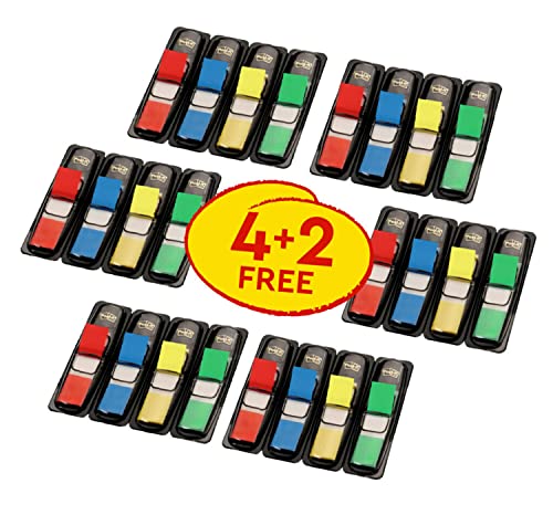 Post-it Index Haftstreifen, Mini, 4 Spender und 2 GRATIS, 11.9 mm x 43.2 mm, 35 Haftstreifen pro Spender - Für Dokumente und Wichtige Informationen von Post-it