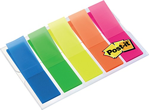 Post-it Index Haftstreifen, Mini, Transluzente Farben, 100 Haftstreifen (11,9 x 43,2 mm) Blau, Grün, Gelb, Orange, Pink - Zum Hervorheben Wichtiger Informationen von Post-it