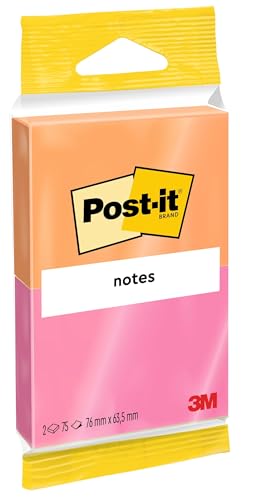 Post-it Notes, Joyful Collection, Promotion, 2 Blöcke, 76 mm x 63.5 mm, 75 Blatt pro Block - Selbstklebende Notizzettel zum Notieren, für To-Do-Listen und als Erinnerung von Post-it