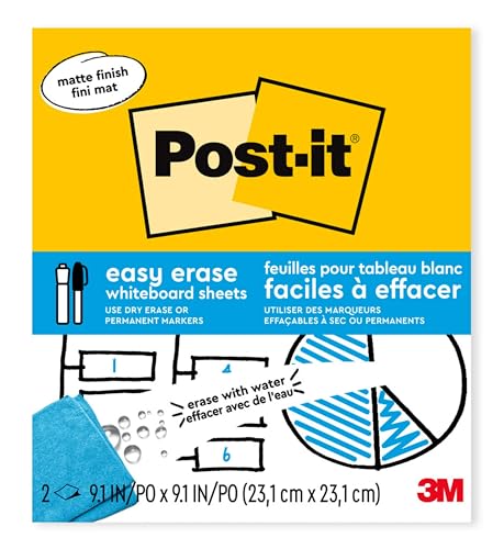 Post-it Easy Erase Permanentmarker, Whiteboard-Oberfläche, 23,1 x 23,1 cm von Post-it