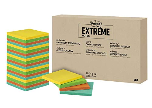Post-it Extreme Notes - Selbstklebende Haftnotizen (76 mm x 76 mm) 24 Blöcke à 45 Klebezettel gelb, grün, orange, türkis von Post-it