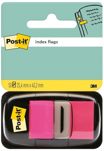 Post-it Index Haftstreifen, Standard, Pink, 50 Haftstreifen, 25.4 mm x 43.2 mm - Extrastarke Haftstreifen für Dokumente und Informationen von Post-it