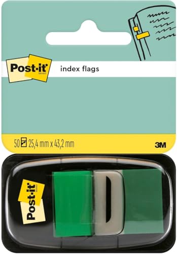 Post-it Index Haftstreifen, Standard, Grün, 50 Haftstreifen, 25.4 mm x 43.2 mm - Markierungsstreifen für Dokumente und Notizen von Post-it