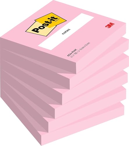 Post-it Notes, Pink, 6 Blöcke, 76 mm x 76 mm, 100 Blatt pro Block - Selbstklebende Notizzettel zum Notieren, für To-Do-Listen und als Erinnerung von Post-it