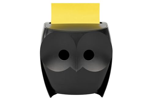 Post-it OWL-330-BK Eulen-Notizspender, inklusive 1 Block Post-it 7,6 x 7,6 cm, super klebriger Spender, Pop-Up-Notizen, 45 Blatt von Post-it