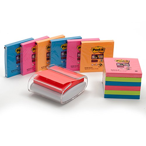 Post-it Z-Notes Spender PRO, 12 Blöcke Super Sticky Z-Notes, 76 x 76 mm von Post-it