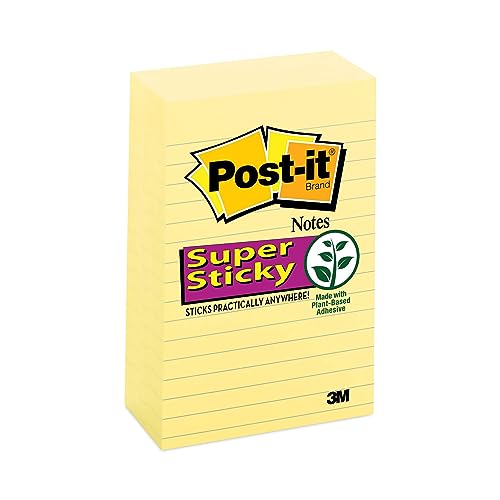 Post-it Super Haftnotizen, 10,2 x 15,2 cm, 5 Blöcke, 2 x Haftkraft, Kanariengelb, recycelbar (660-5SSCY) von Post-it