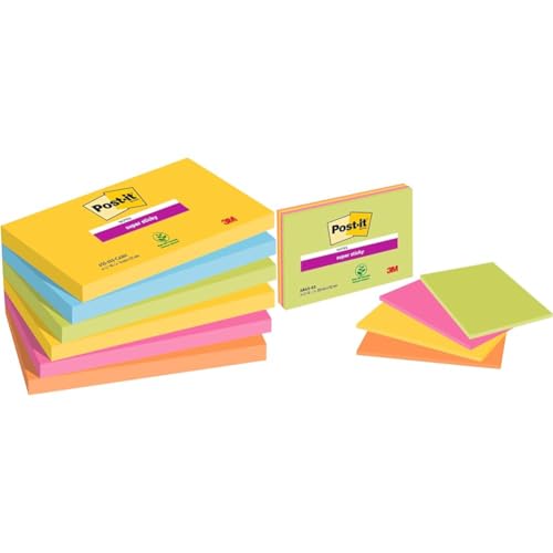 Post-it Super Sticky Notes Carnival Collection, Packung mit 6 Blöcken & Super Sticky Meeting Notes, Packung mit 4 Blöcken von Post-it