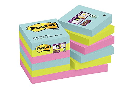 Post-it Super Sticky Notes Miami 47,6 x 47,6 mm [12 Stück] von Post-it