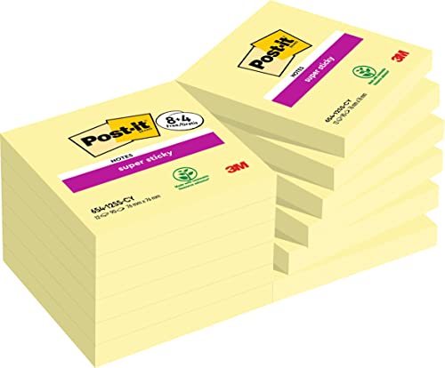 Post-it Super Sticky Notes, Vorteilspackung mit 12 Blöcken, 90 Blatt pro Block, 76 mm x 76 mm - Extra-stark klebende Notizzettel von Post-it