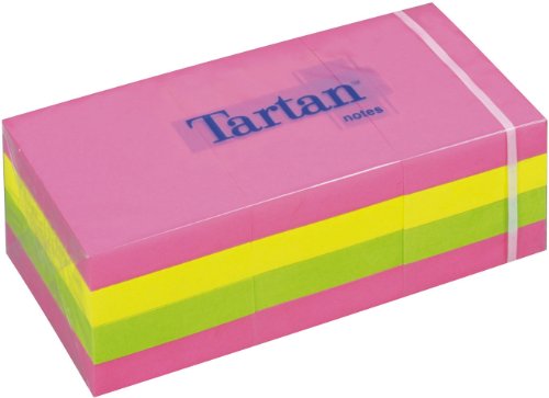 Tartan 5138N Haftnotiz Neon Notes, 38 x 51 mm, 63 g/qm, 100 Blatt, 12 Block, Neonfarben von Tartan