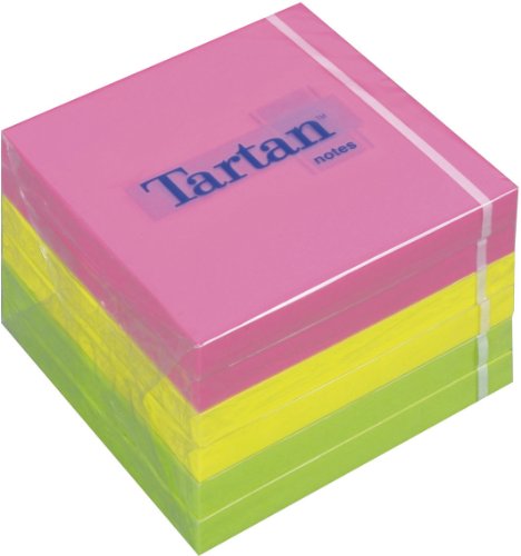 Tartan 7676N Haftnotiz Neon Notes, 76 x 76 mm, 63 g/qm, 100 Blatt, 6 Block, Neonfarben von Post-it