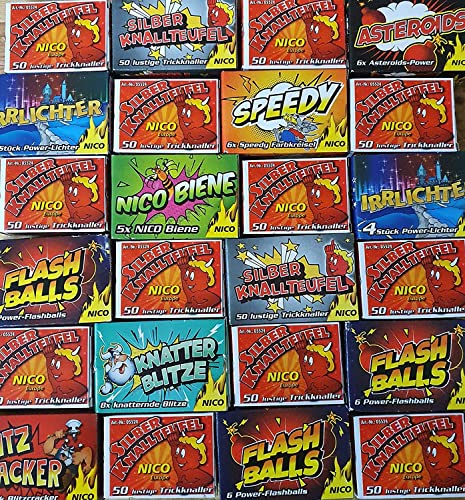 Jugendfeuerwerk I Knallbonbons I Silvester Party I Tisch Feuerwerk I über 150 Effekte MEGA Packung I 12 Packungen XXL Pack I bis 29.12 bestellen und bis 31.12 erhalten von Posten Anker