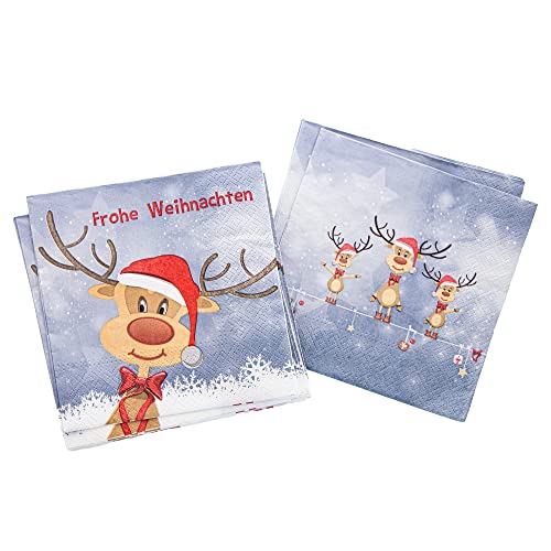 Posten Anker 40 Servietten Rentier 33 x 33 cm, Rudolf, Weihnachten, Weihnachtsservietten, Deko, Geschenke, Heiligabend von Posten Anker