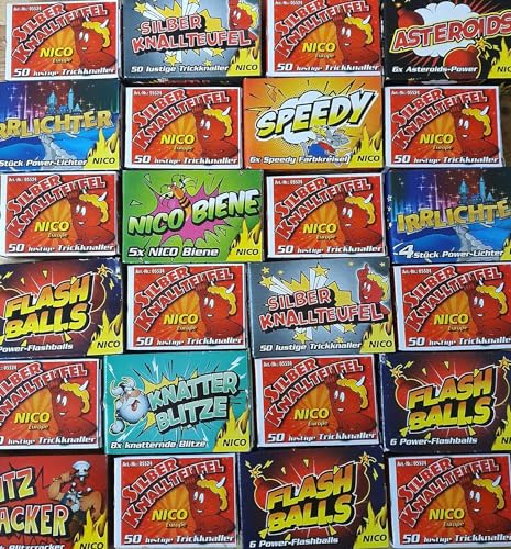 Premium XXL Pack Jugendfeuerwerk I Kinderfeuerwerk I Jugend Silvester Ganzjahres Feuerwerk I 24 Schachteln I 300 Effekte I Ganzjahresfeuerwerk von Posten Anker