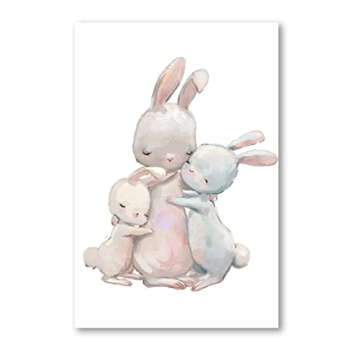 Postereck - 3643 - Süßes Hasen Poster Kinderzimmer | Hasen Mutter & Hasen Kind |Kinderzimmer Deko für Jungen und Mädchen | Hasen Kinderbild Wandposter - Poster - 4:3-61,0 cm x 45,5 cm von Postereck