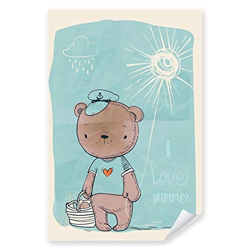 Postereck - 3961 - Kinderzimmer, Bär Sommer Tier Süss Sonne Herz - Kinder Kinderzimmer Kinderbild Wandposter Fotoposter Bilder Wandbild Wandbilder - Poster - DIN A2-42,0 cm x 59,4 cm von Postereck