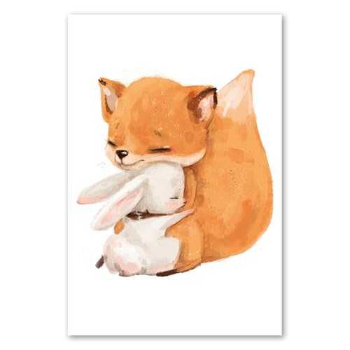 Postereck - 4066 - Kinderzimmer, Fuchs Hase Freunde Kuscheln Tier - Kinder Kinderzimmer Kinderbild Wandposter Fotoposter Bilder Wandbild Wandbilder - Poster - 3:2-91,0 cm x 61,0 cm von Postereck