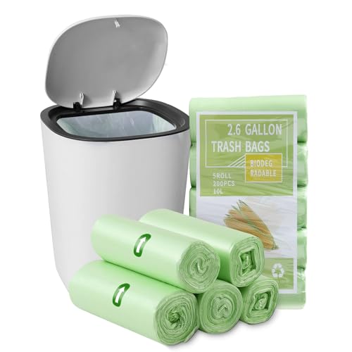 PotentForce 200 Stück Biomüllbeutel 10L,Biologisch Abbaubare Müllbeutel 10L,Mülltüten,Recycelbare Bio Müllbeutel 10 liter,Biomülltüten auf Maisstärkebasis,Trash Bags,10l müllbeutel(45x50cm,Grün) von PotentForce