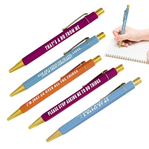 Poupangke Stiftsets für Damen, bunte Kugelschreiber - 5 Stück modische Arbeitsstifte mit schwarzer Tinte | Feiertagsgeschenk-Briefpapier für Briefe, Erinnerungen, Notizen, To-Do-Listen von Poupangke