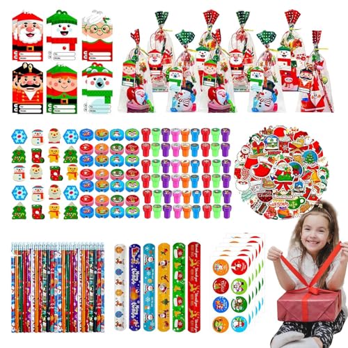 Poupangke Weihnachts-Schreibwaren-Set, Weihnachts-Briefpapier-Partygeschenk - Niedliche 219 Stück Bleistift-Leckerli-Beutel, Schreibwaren, Partyzubehör - Füller, Spielzeug, Strumpffüller, von Poupangke