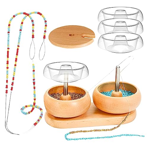 Armband Spinner - Spinner Ton Perlen Spinner mit 2 Schalen für die Schmuckherstellung | Taille Perlen Kit mit 4 Schnellwechselschalen, 2 Nadeln für große Augen und 1000 Perlen Povanjer von Povanjer