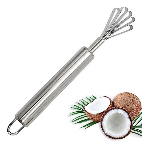 Kokosraspel - Schäler für Kokosfleisch mit langem Griff Kokosnusswerkzeug aus Edelstahl - Mehrzweck-Schäler für Fischschuppen für Küche von Povanjer