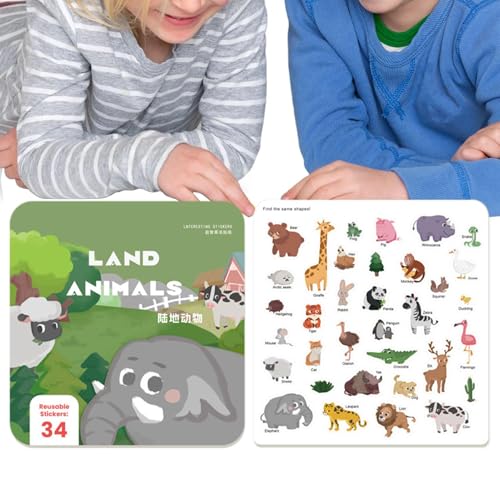 Niedliches Stickerbuch, Sticker-Aktivitätsbuch - Multifunktionales pädagogisches Lernspielzeug für Kinder - Niedliche Früherziehungsspielzeuge, lustige Lernaktivitäten für Kinder im Alter von von Povanjer